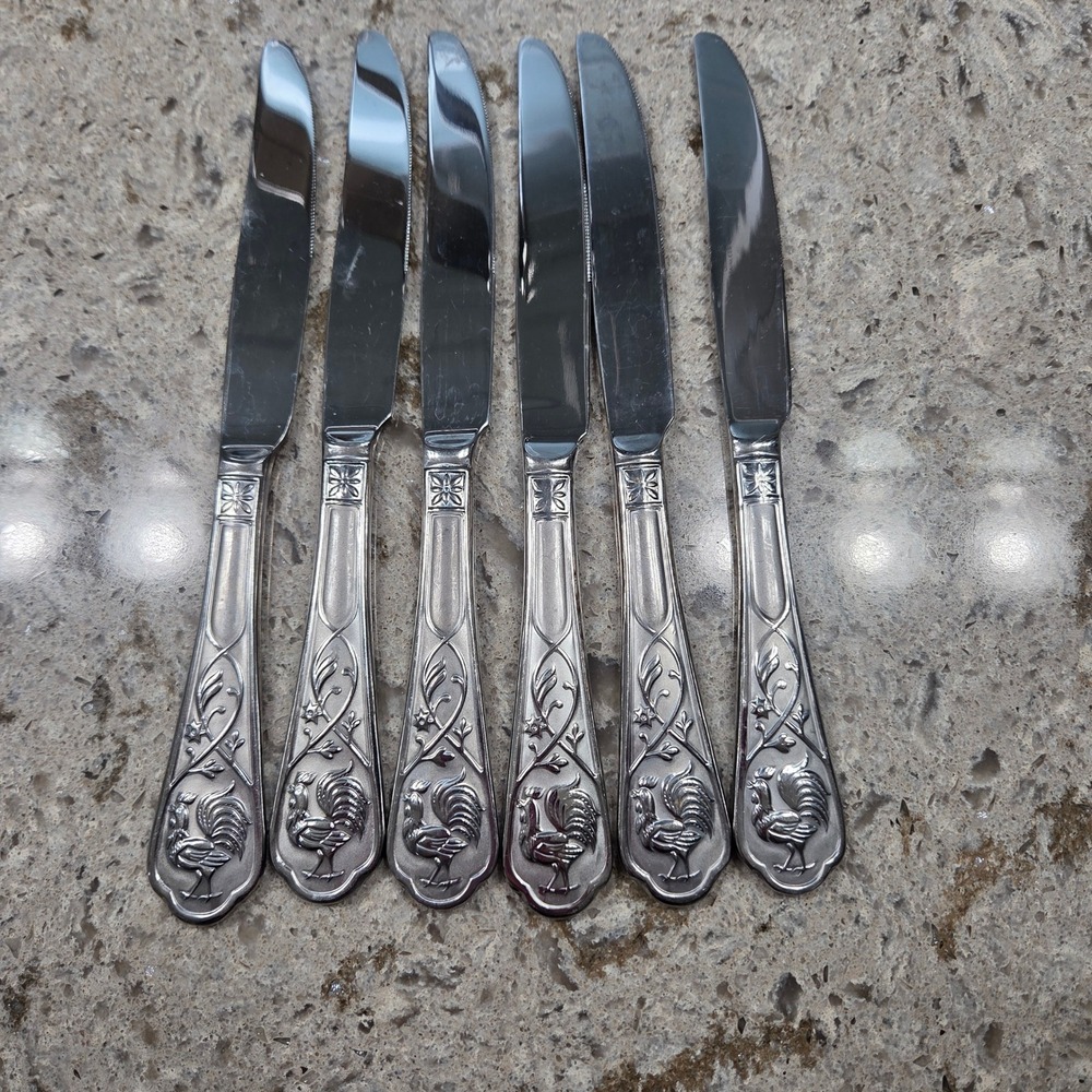 Cambridge Rooster Stainless Steel Dinner Knives Set of‎ 6 Farmhouse